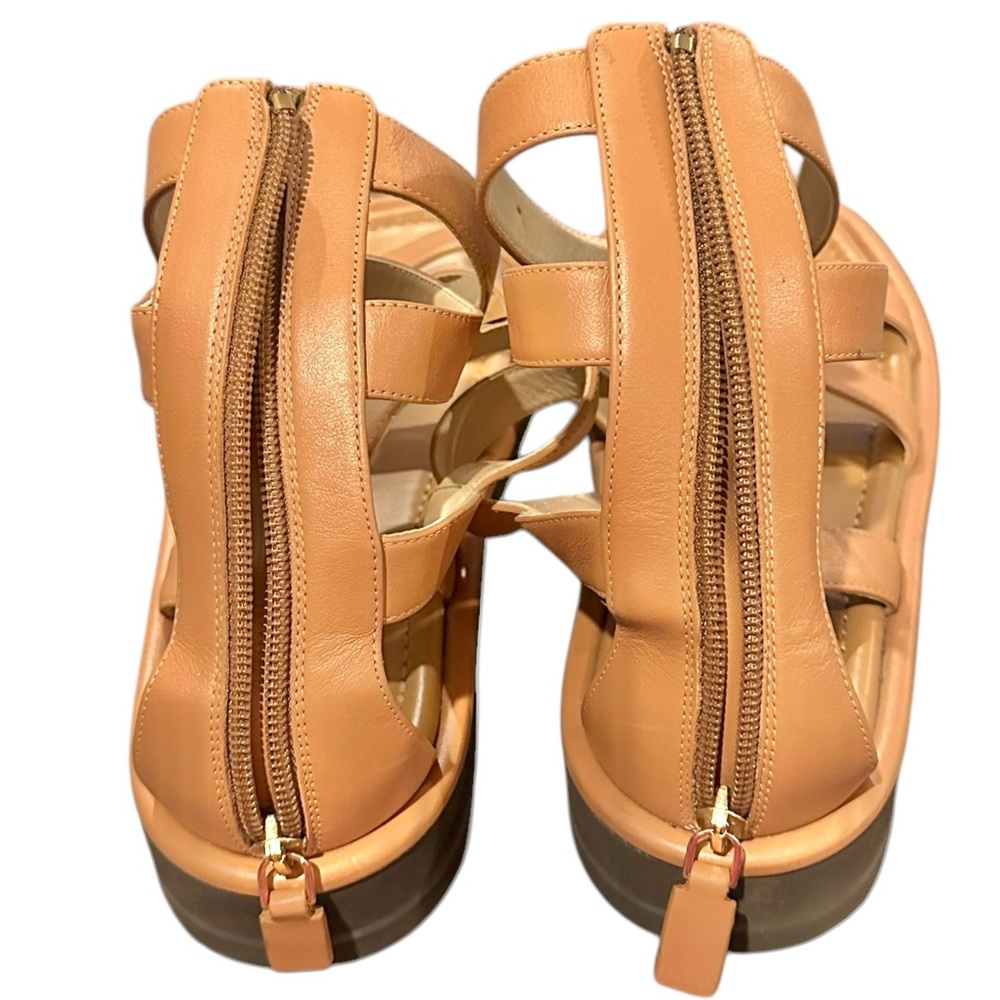 Stuart Weitzman Gala Lift Gladiator Back Zip Sandals Tan 8.5 - Picture 5 of 13